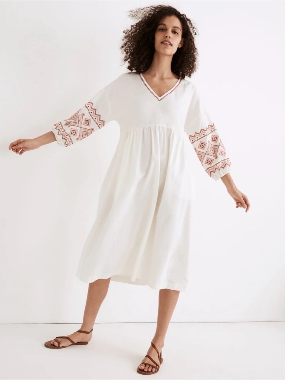 Madewell Embroidered Sleeve Midi Dress